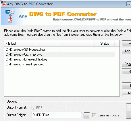 AnyDWG DWG to PDF Converter Screenshot 1