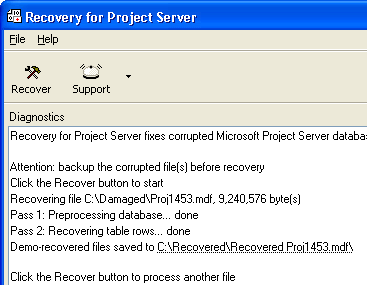 Recovery for Project Server Screenshot 1