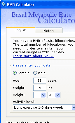 BMR Calculator Screenshot 1
