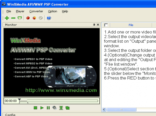 AVI/WMV PSP Converter Screenshot 1
