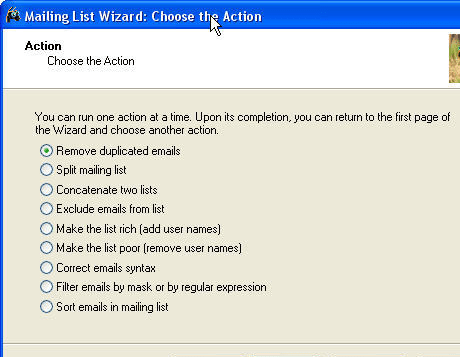 Mailing List Wizard Screenshot 1