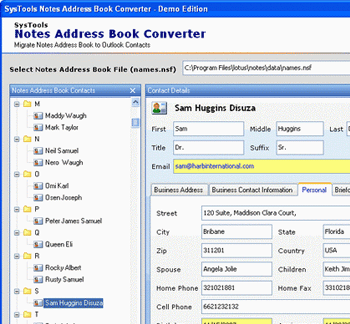 Lotus Notes Contacts to Outlook Screenshot 1