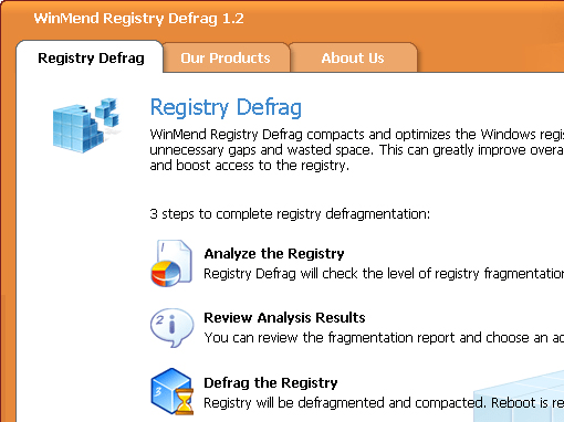 WinMend Registry Defrag Screenshot 1