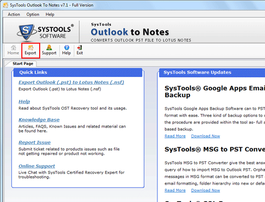 Outlook to Lotus Notes Screenshot 1
