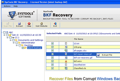 Microsoft BKF Repair Tool Screenshot 1