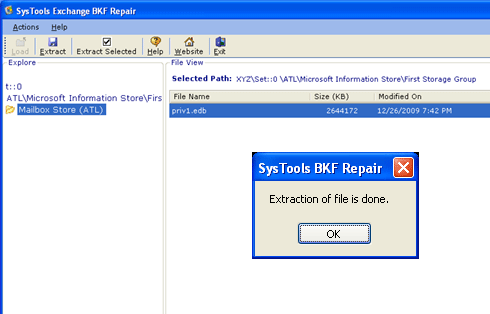 Exchange BKF Restore Screenshot 1