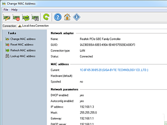 Change MAC Address by LizardSystems Screenshot 1