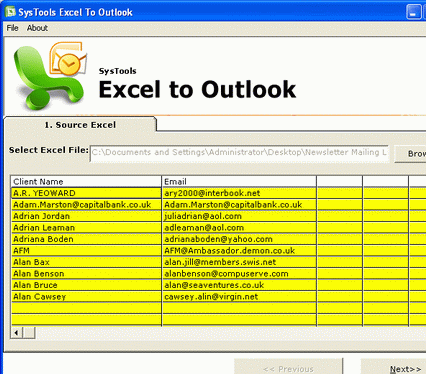 Excel File to Outlook Contacts Screenshot 1