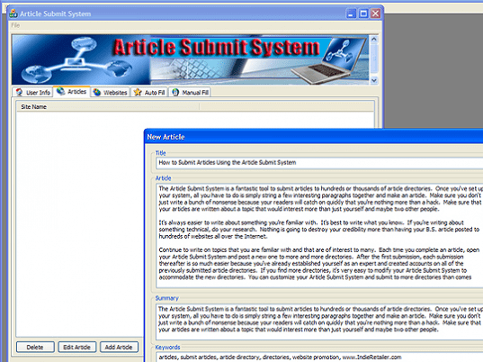 Article Submit System Screenshot 1