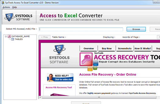 SysTools Access to Excel Converter Screenshot 1