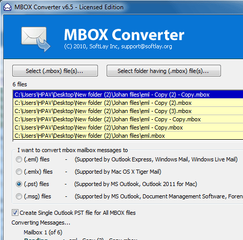 Converting MBOX to PST Screenshot 1