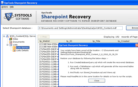 Recover SharePoint Data Screenshot 1