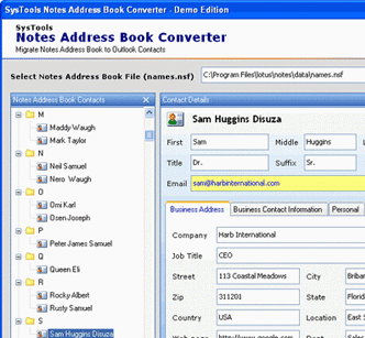 Lotus Notes to Outlook Contact Converter Screenshot 1