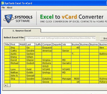 Convert Excel to .VCF Screenshot 1