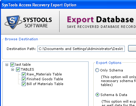 Microsoft Access File Recovery Software Screenshot 1