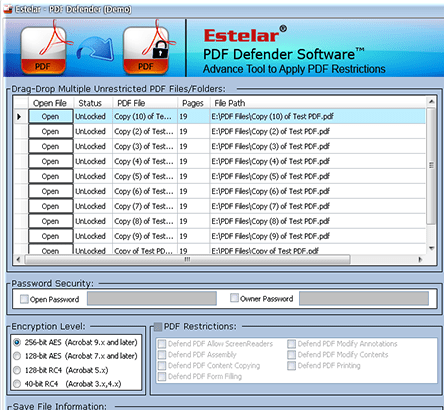 PDF Password Protection Software Screenshot 1