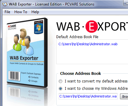 WAB Import Outlook Screenshot 1