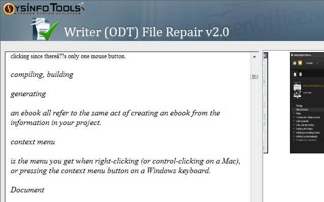 SysInfoTools OpenOffice Writer Recovery Screenshot 1