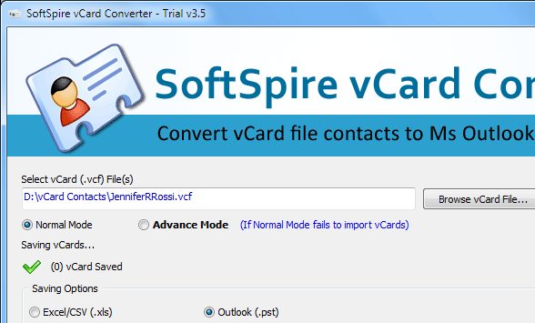 Importing vCard to Outlook Screenshot 1
