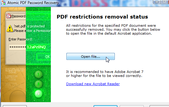 Atomic PDF Password Recovery Screenshot 1