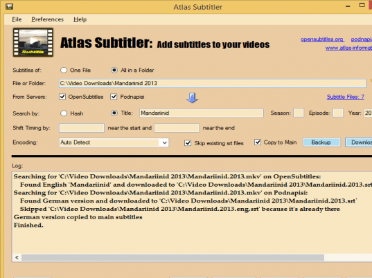Atlas Subtitler Screenshot 1