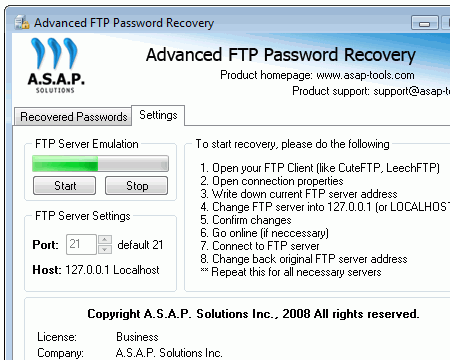 Advanced FTP Password Recovery Screenshot 1