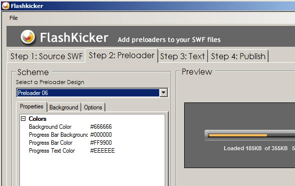 FlashKicker Flash Preloader Software Screenshot 1