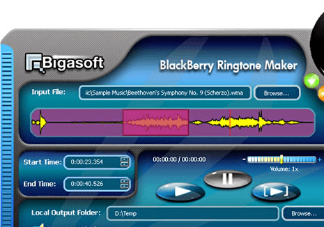 Bigasoft BlackBerry Ringtone Maker Screenshot 1