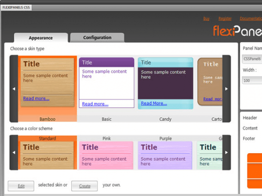 FlexiPanels CSS for Dreamweaver Screenshot 1