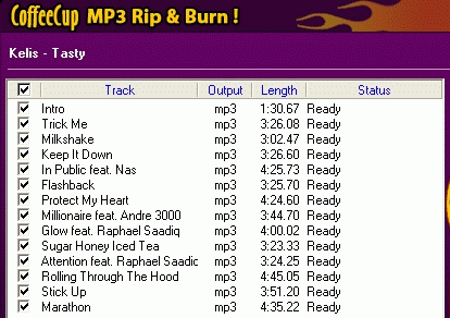 CoffeeCup MP3 Rip & Burn Screenshot 1