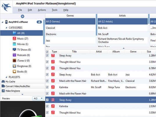 AnyMP4 iPod Transfer Platinum Screenshot 1