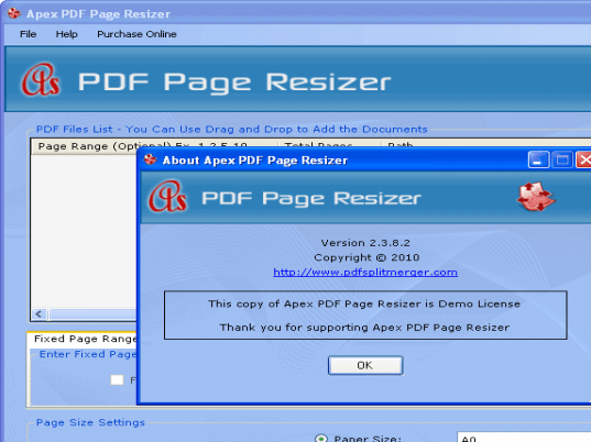 Apex PDF Page Resizer Screenshot 1