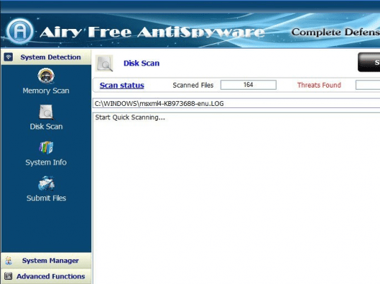 Airy Free AntiSpyware Screenshot 1