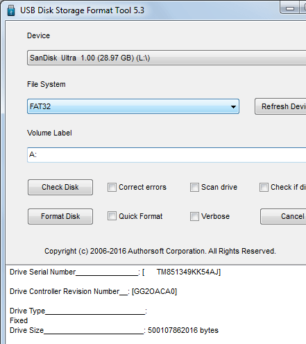 USB Disk Storage Format Tool Screenshot 1