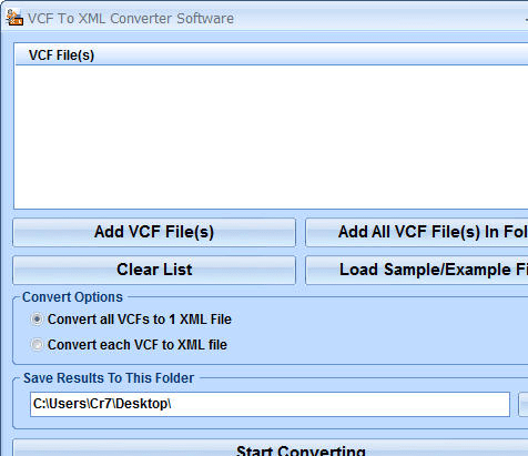 VCF To XML Converter Software Screenshot 1