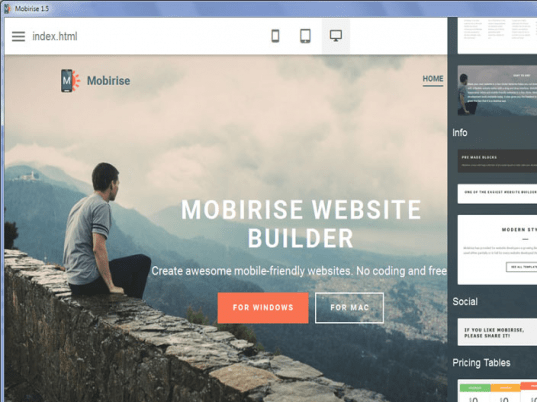 MobiRise Mobile Website Builder Screenshot 1