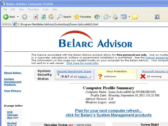 Belarc Advisor Screenshot 1