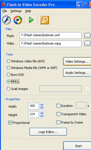 Flash to Video Encoder PRO Screenshot 1