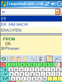 LingvoSoft Dictionary German <-> Czech for Pocket PC Screenshot 1
