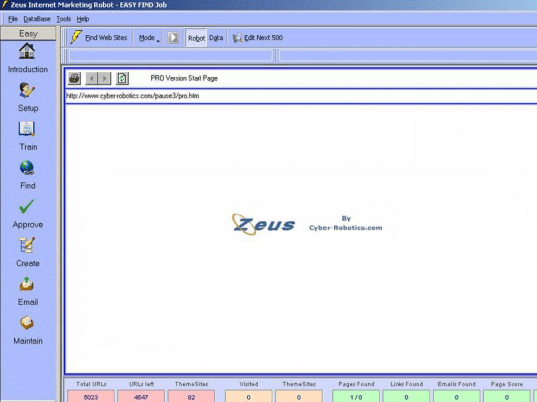 Zeus Internet Marketing Robot Screenshot 1