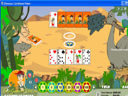 Dinosaur Caribbean Poker Screenshot 1