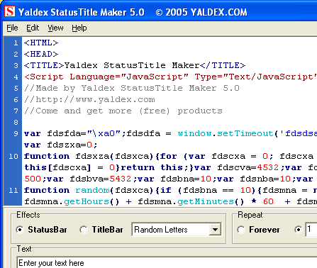 Yaldex StatusTitle Maker 5.8 Screenshot 1