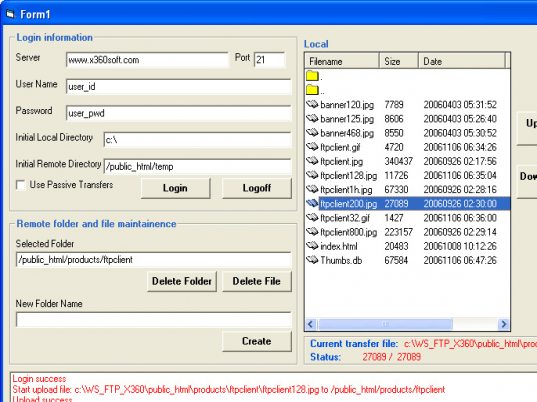 x360soft - Ftp Client ActiveX SDK Screenshot 1