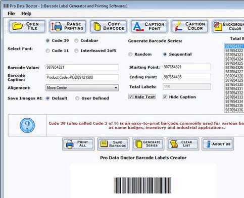 Barcode Image Generator Software Screenshot 1