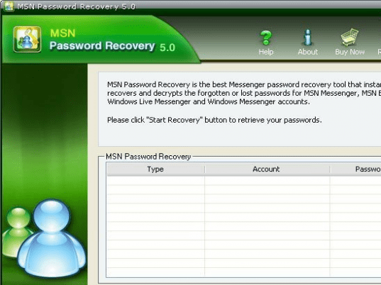 MSN Password Recovery Screenshot 1