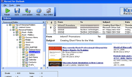 Outlook File Repair Screenshot 1