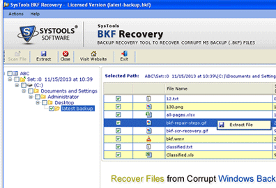 MS Backup File Recovery Screenshot 1