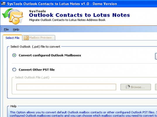 PST Contacts to Notes Screenshot 1