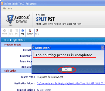 Split .PST File Screenshot 1