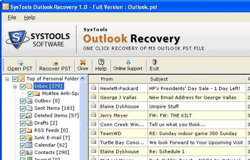 Outlook 2003 Recovery Tool Screenshot 1